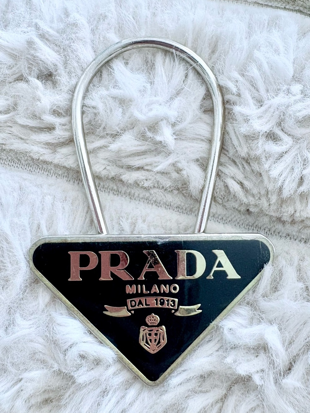 PRADA Authentic Black Triangle Keychain